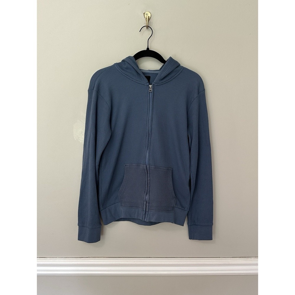 Joes Jeans Women's Waffle Knit Zip Up Hoodie Blue Size Large